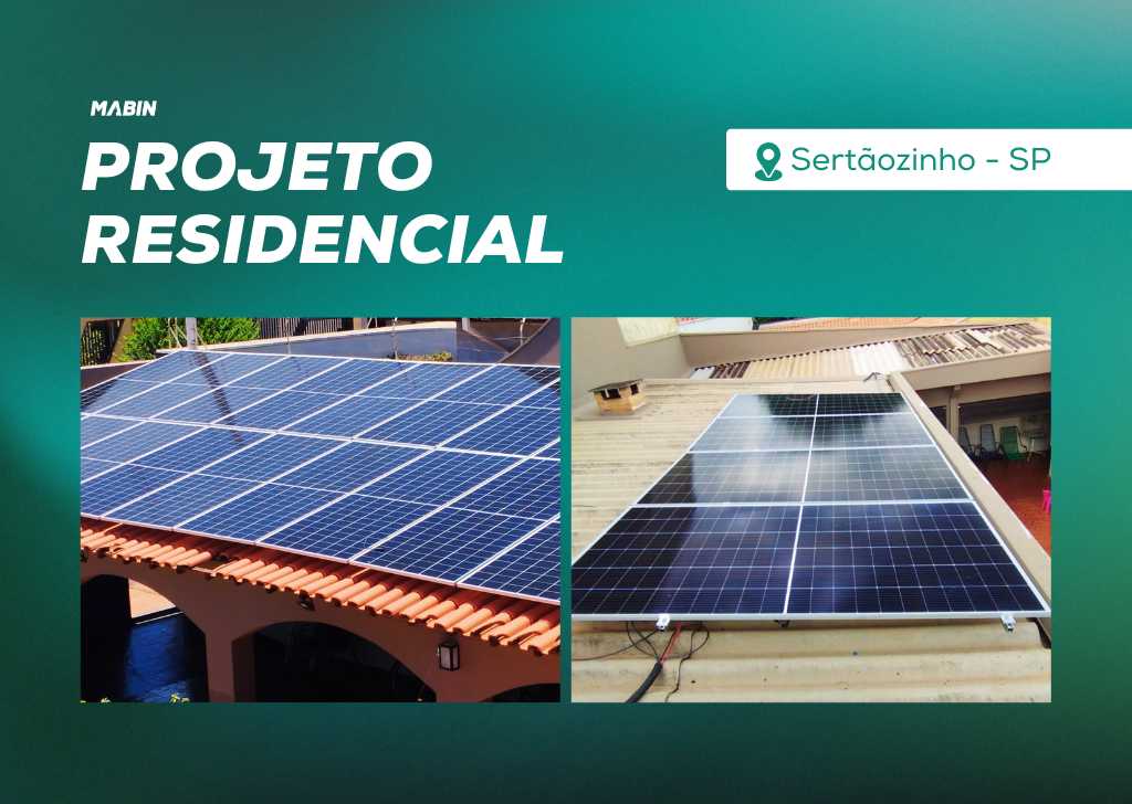 Energia Solar em Sertãozinho/SP. Projeto desenvolvido e realizado pela MABIN, com capacidade instalada de 16,10 kWp.