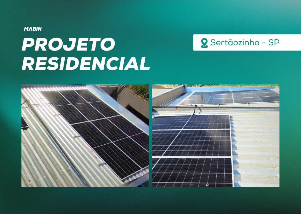 Energia Solar em Sertãozinho/SP. Projeto desenvolvido e realizado pela MABIN, com capacidade instalada de 5,18 kWp.