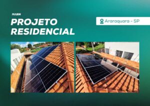 Energia Solar em Araraquara/SP. Projeto desenvolvido e realizado pela MABIN, com capacidade instalada de 6,96 kWp.