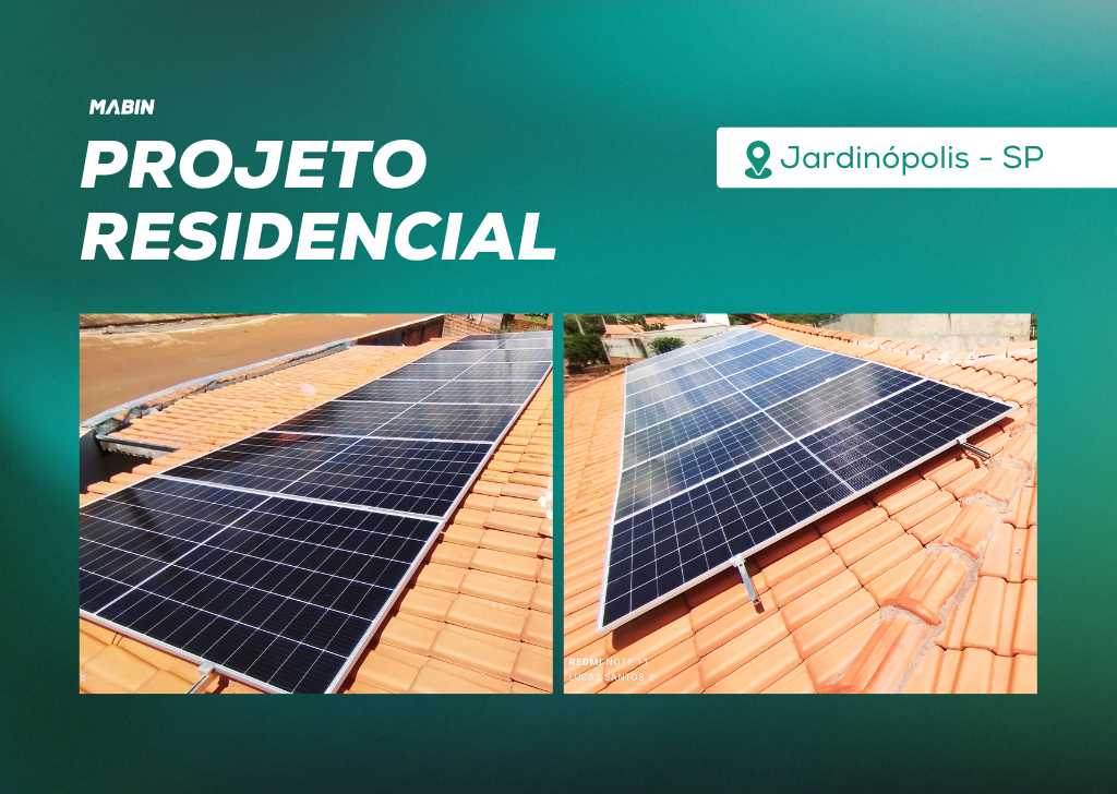 Energia Solar em Jardinópolis/SP. Projeto desenvolvido e realizado pela MABIN, com capacidade instalada de 5,75 kWp.
