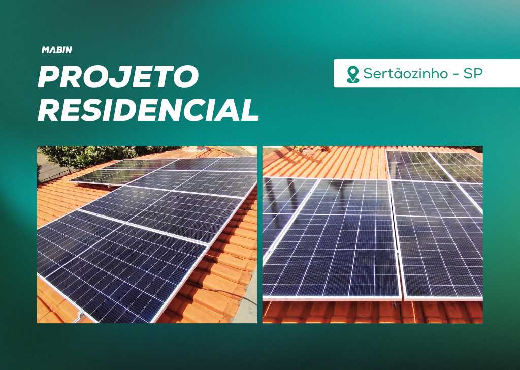Energia Solar em Sertãozinho/SP. Projeto desenvolvido e realizado pela MABIN, com capacidade instalada de 3,45 kWp.