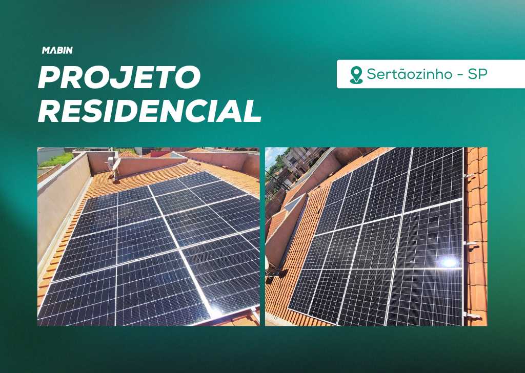 Energia Solar em Sertãozinho/SP. Projeto desenvolvido e realizado pela MABIN, com capacidade instalada de 4,60 kWp.