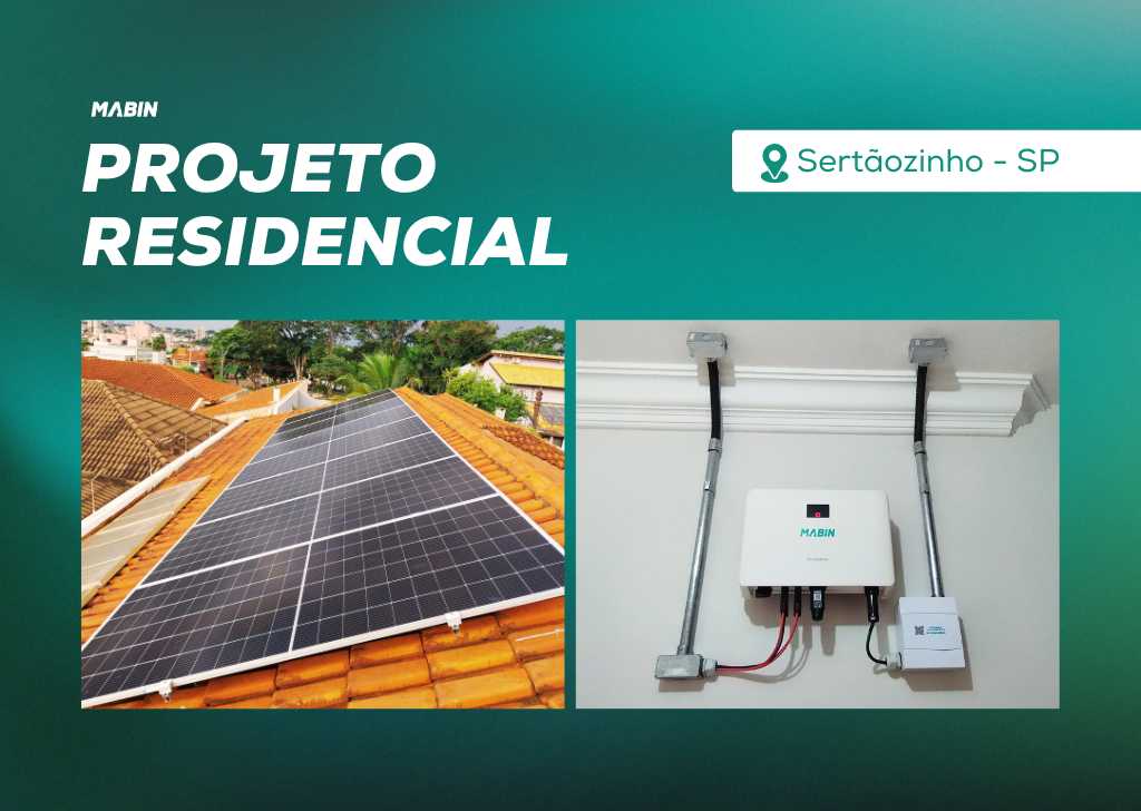 Energia Solar em Sertãozinho/SP. Projeto desenvolvido e realizado pela MABIN, com capacidade instalada de 6,90 kWp.