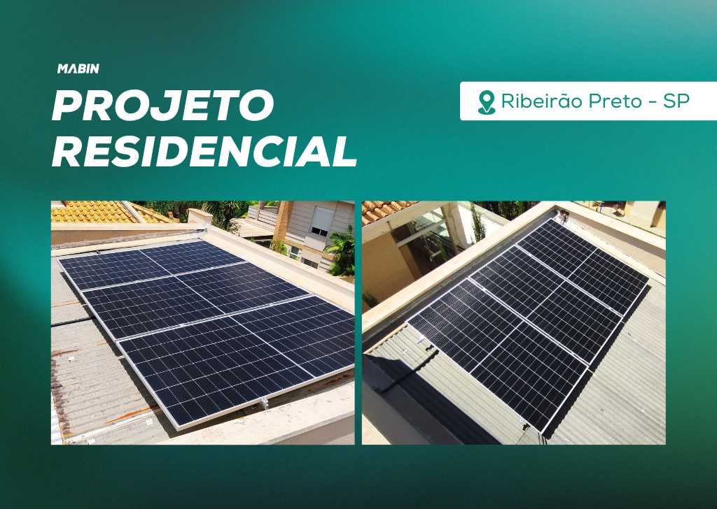 Energia Solar em Ribeirão Preto/SP. Projeto desenvolvido e realizado pela MABIN, com capacidade instalada de 4,6 kWp.