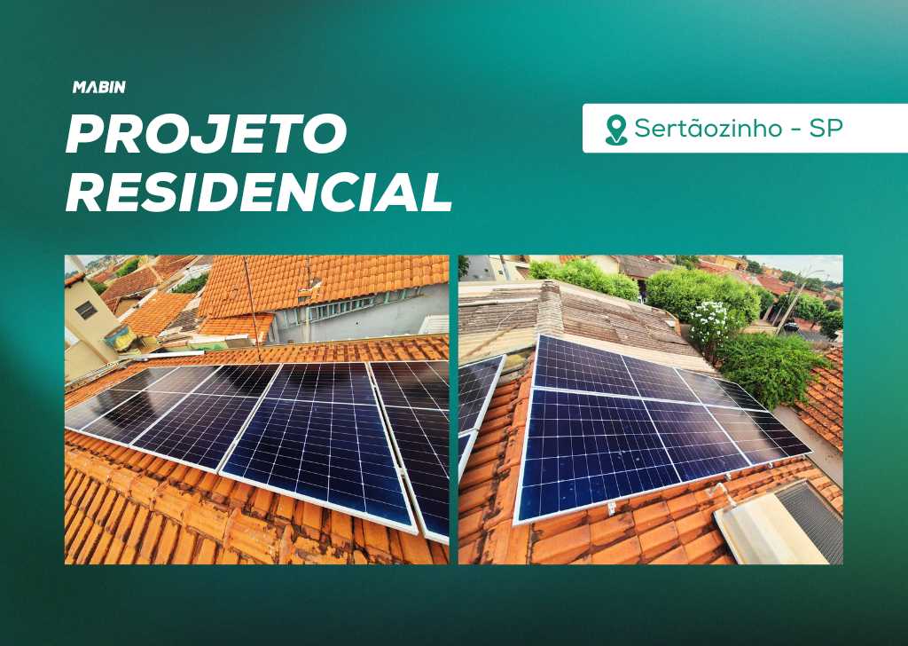 Energia Solar em Sertãozinho/SP. Projeto desenvolvido e realizado pela MABIN, com capacidade instalada de 5,80 kWp.
