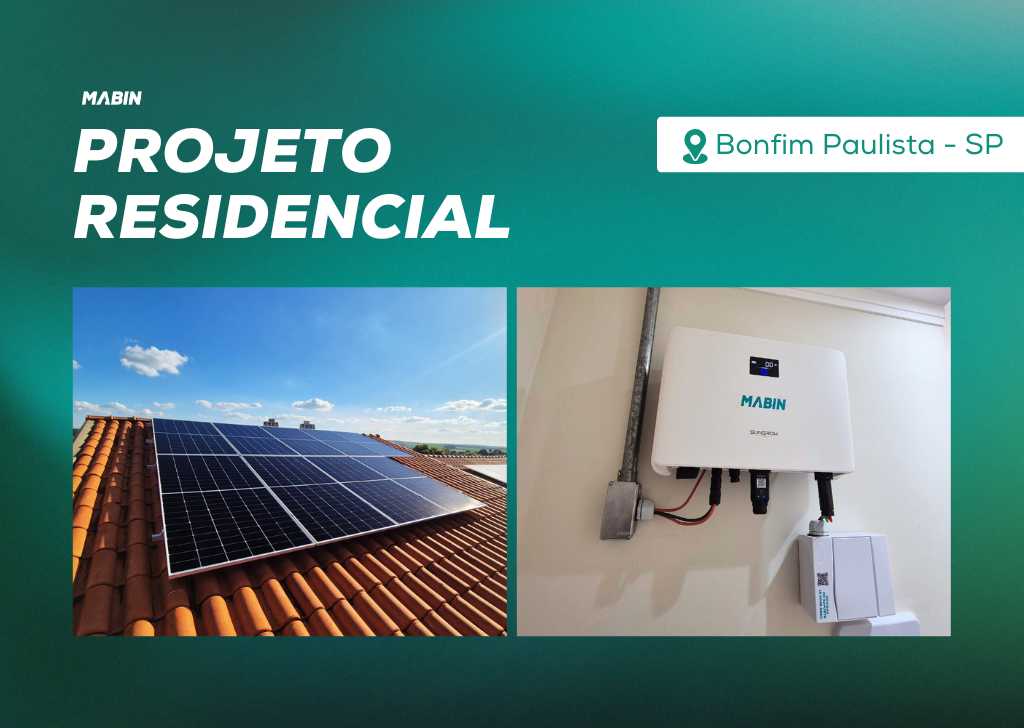 Energia Solar em Bonfim Paulista/SP. Projeto desenvolvido e realizado pela MABIN, com capacidade instalada de 5,27 kWp.