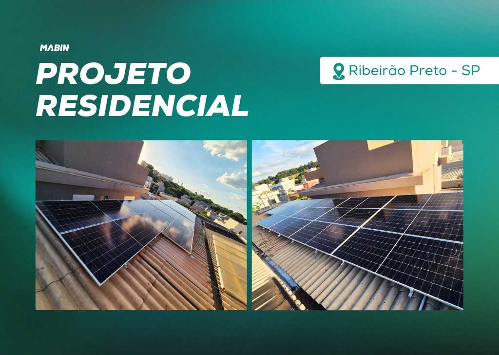 Energia Solar em Ribeirão Preto/SP. Projeto desenvolvido e realizado pela MABIN, com capacidade instalada de 8,82 kWp.