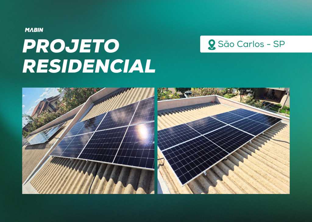 Energia Solar em São Carlos/SP. Projeto desenvolvido e realizado pela MABIN, com capacidade instalada de 8,82 kWp.