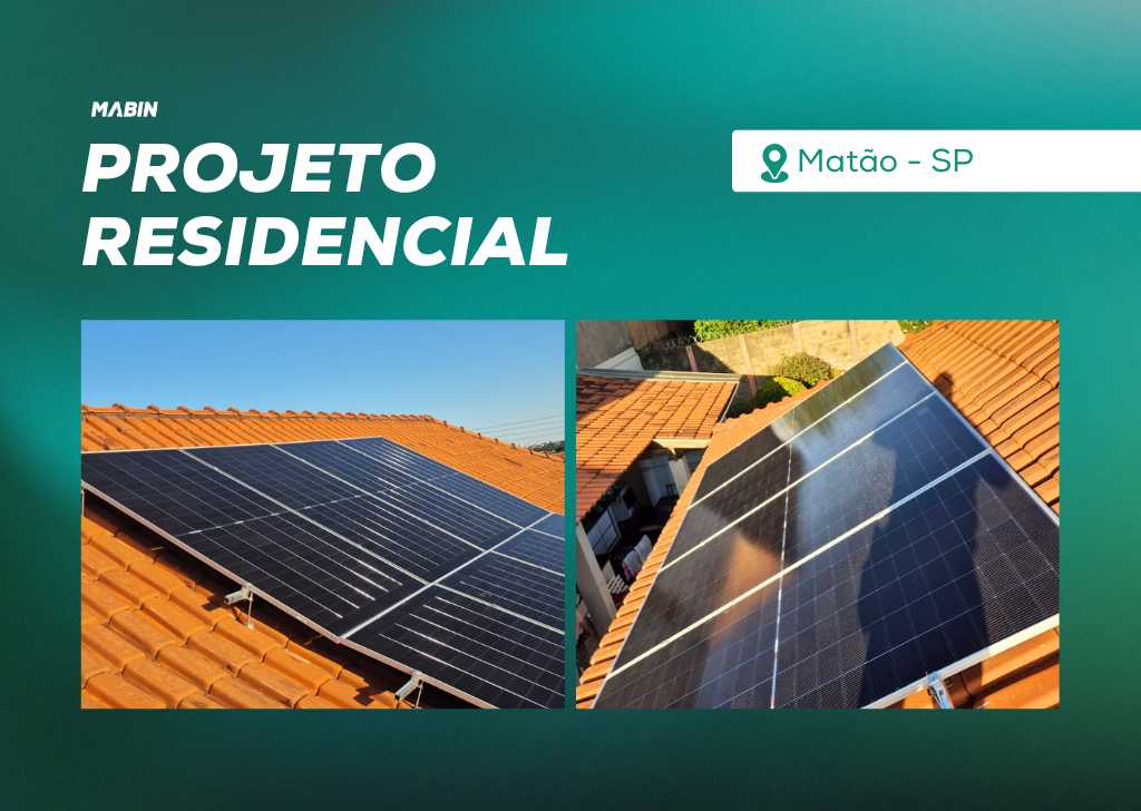Energia Solar em Matão/SP. Projeto desenvolvido e realizado pela MABIN, com capacidade instalada de 7,14 kWp.