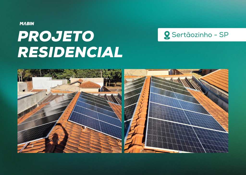 Energia Solar em Sertãozinho/SP. Projeto desenvolvido e realizado pela MABIN, com capacidade instalada de 9,15 kWp.