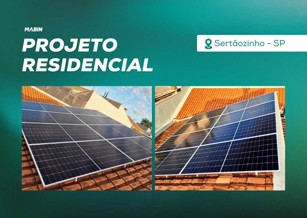 Energia Solar em Sertãozinho/SP. Projeto desenvolvido e realizado pela MABIN, com capacidade instalada de 9,28 kWp.