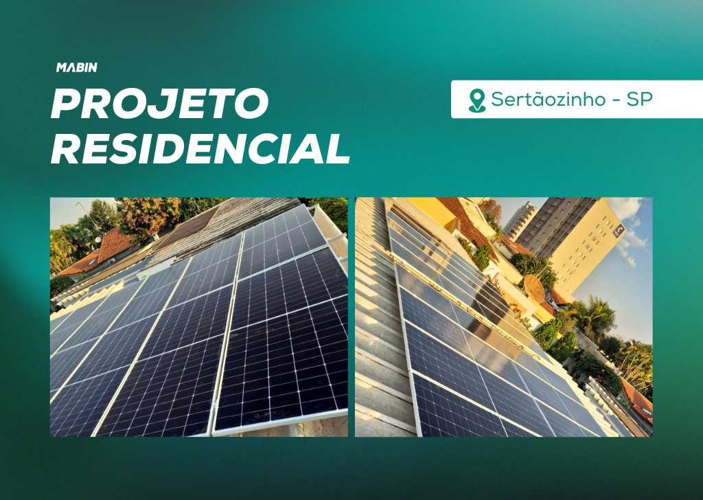 Energia Solar em Sertãozinho/SP. Projeto desenvolvido e realizado pela MABIN, com capacidade instalada de 13,92 kWp.