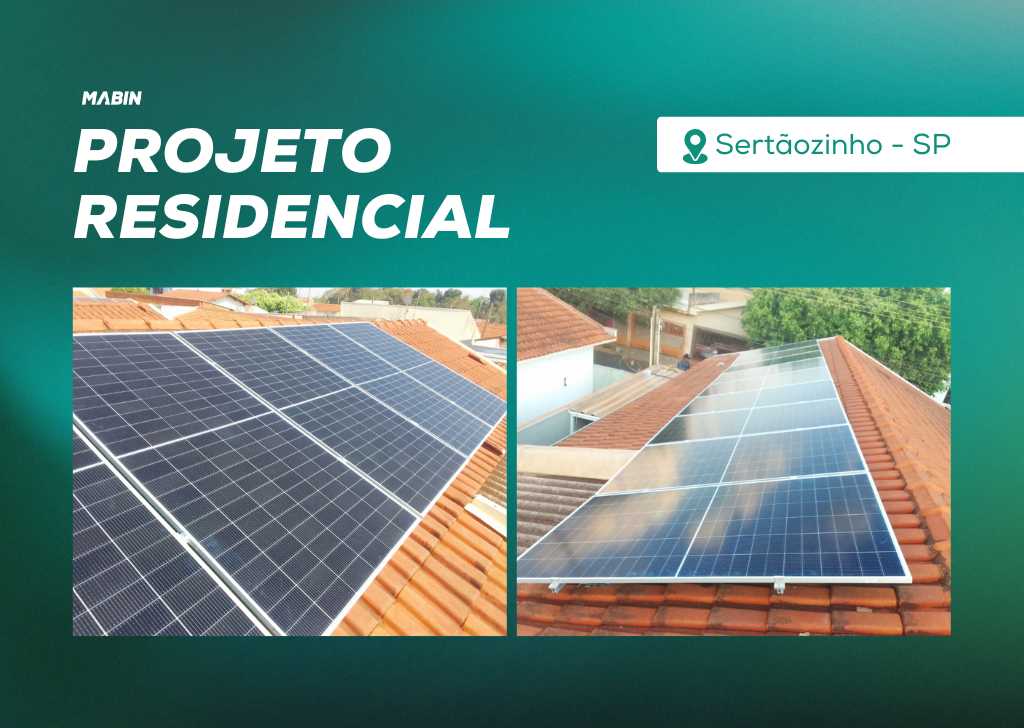 Energia Solar em Sertãozinho/SP. Projeto desenvolvido e realizado pela MABIN, com capacidade instalada de 5,35 kWp.