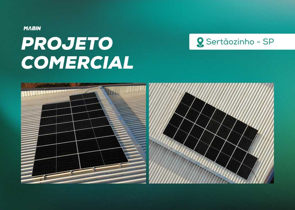 Energia Solar em Sertãozinho/SP. Projeto desenvolvido e realizado pela MABIN, com capacidade instalada de 9,07 kWp.
