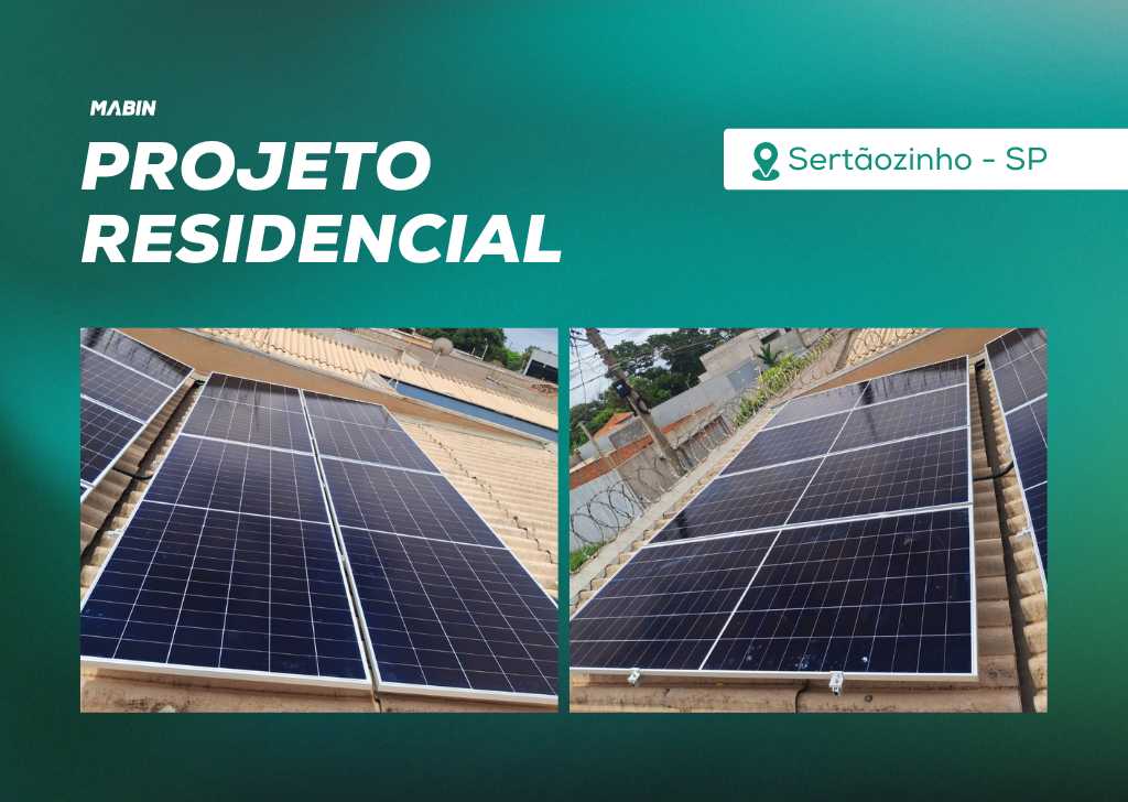 Energia Solar em Sertãozinho/SP. Projeto desenvolvido e realizado pela MABIN, com capacidade instalada de 5,16 kWp.