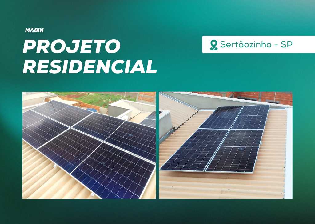 Energia Solar em Sertãozinho/SP. Projeto desenvolvido e realizado pela MABIN, com capacidade instalada de 5,16 kWp.
