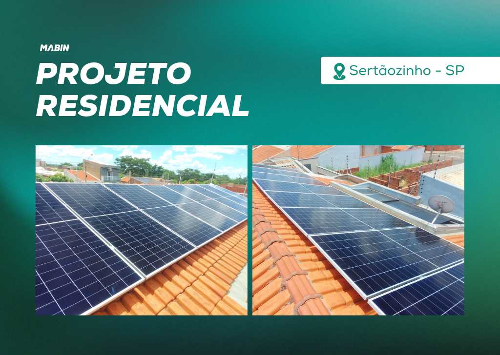 Energia Solar em Sertãozinho/SP. Projeto desenvolvido e realizado pela MABIN, com capacidade instalada de 7,74 kWp.