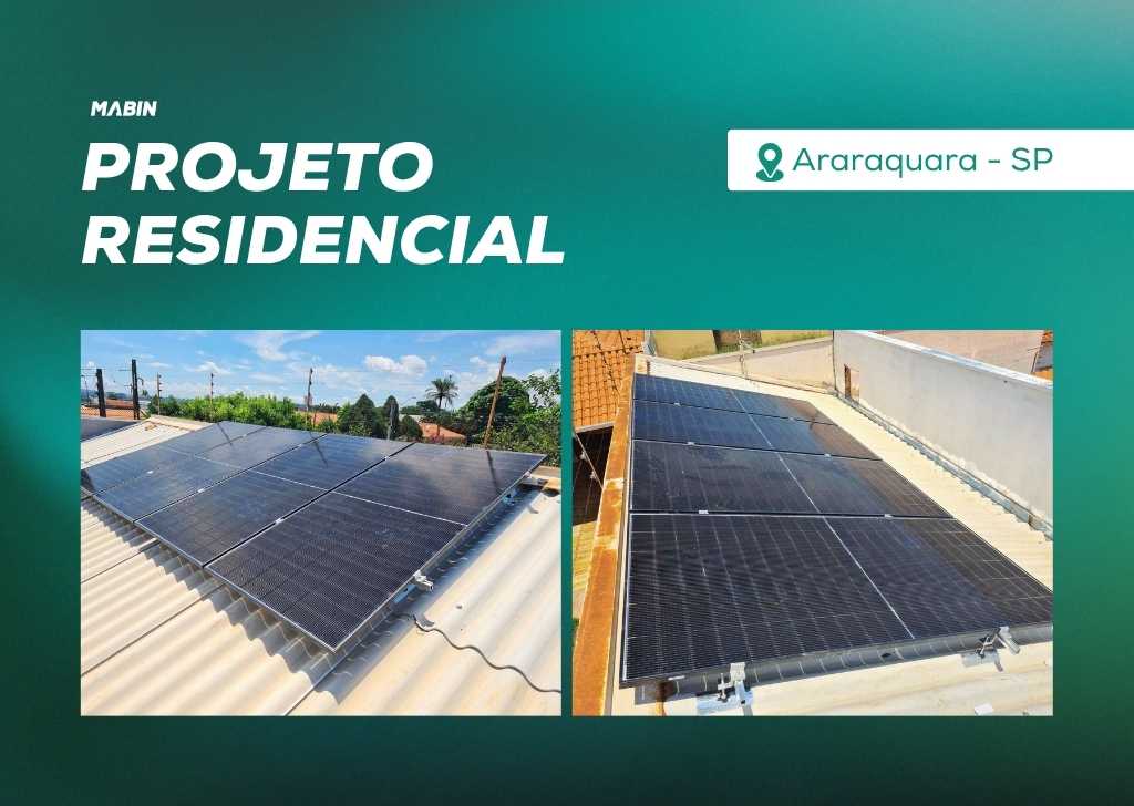 Energia Solar em Araraquara/SP. Projeto desenvolvido e realizado pela MABIN, com capacidade instalada de 2,48 kWp.