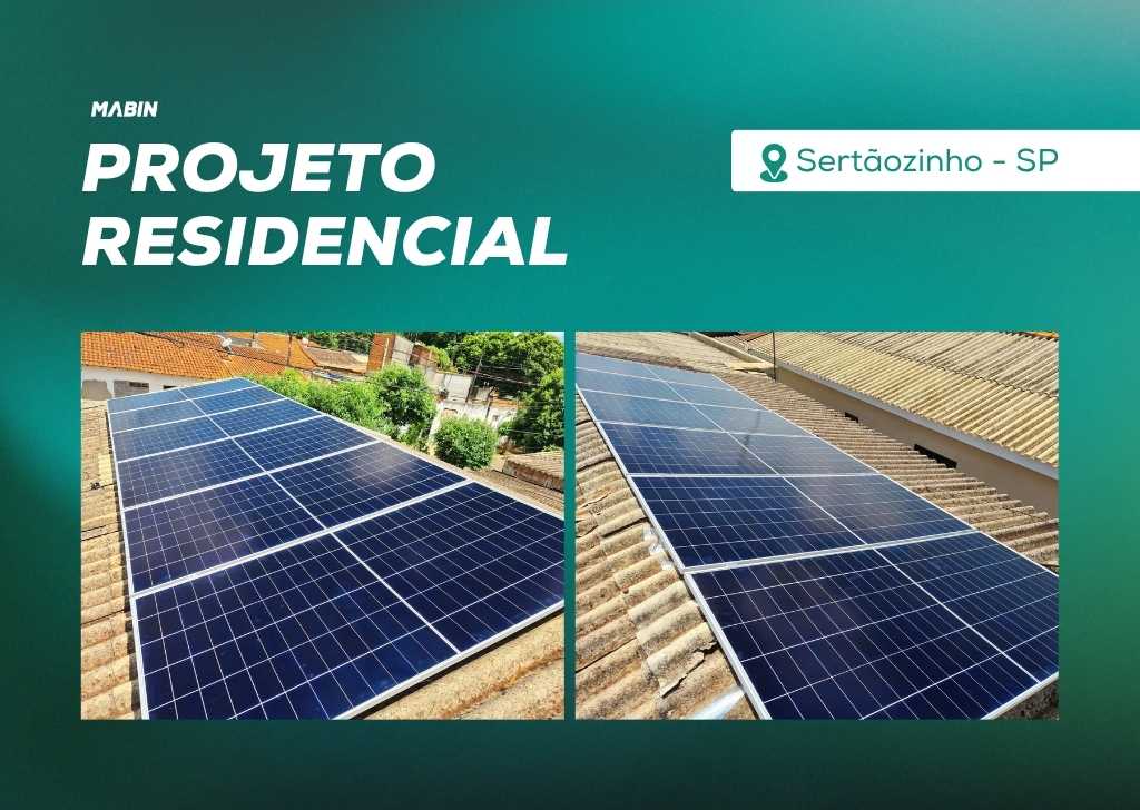 Energia Solar em Sertãozinho/SP. Projeto desenvolvido e realizado pela MABIN, com capacidade instalada de 3,87 kWp.