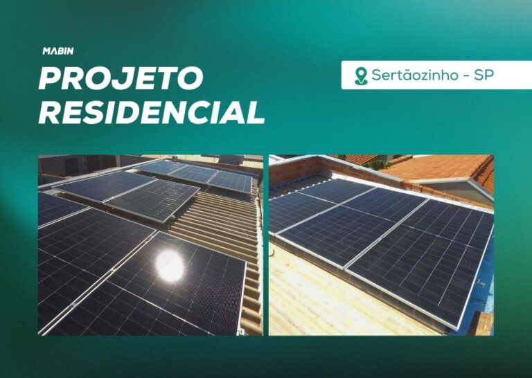 Painéis solares em telhado residencial em Sertãozinho, São Paulo