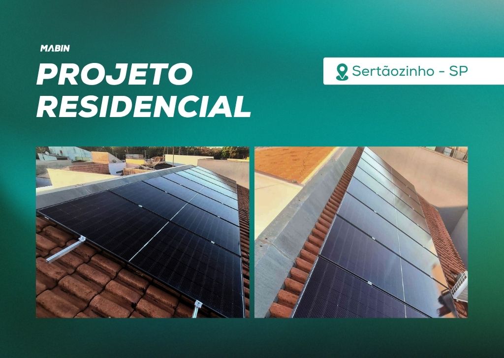 Energia Solar em Sertãozinho/SP. Projeto desenvolvido e realizado pela MABIN, com capacidade instalada de 4,96 kWp.