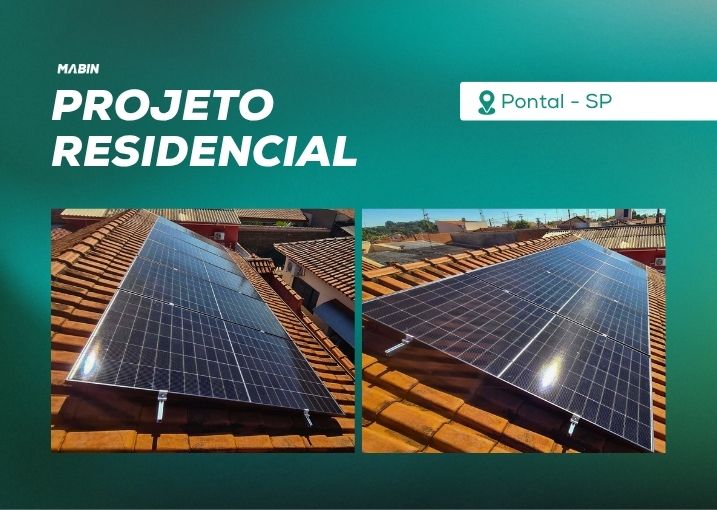 Energia Solar em Pontal/SP. Projeto desenvolvido e realizado pela MABIN, com capacidade instalada de 3,72 kWp.