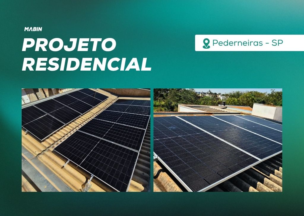 Energia Solar em Pederneiras/SP. Projeto desenvolvido e realizado pela MABIN, com capacidade instalada de 12,91 kWp.