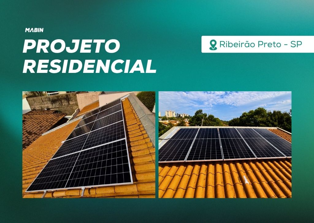 Energia Solar em Ribeirão Preto/SP. Projeto desenvolvido e realizado pela MABIN, com capacidade instalada de 3,23 kWp.