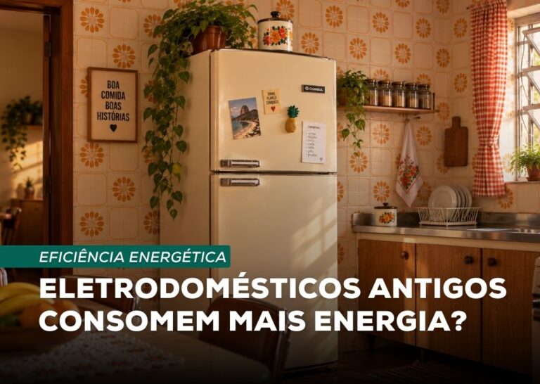 Geladeira antiga em cozinha residencial