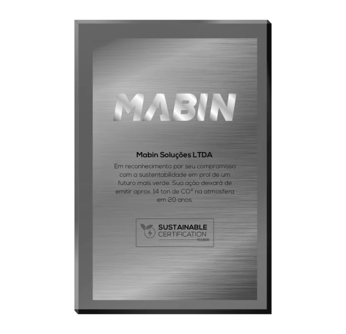 Placa de reconhecimento Sustainable Certification MABIN